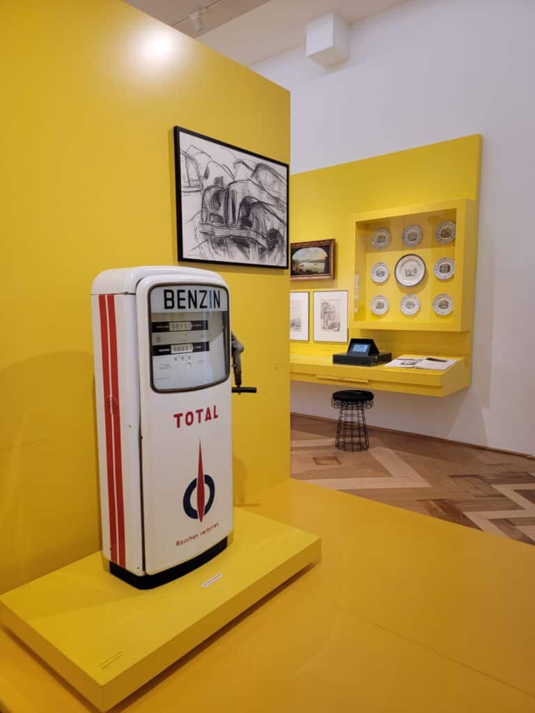 Midcentury fuel pump and tableware Stadtmuseum Simeonstift Trier