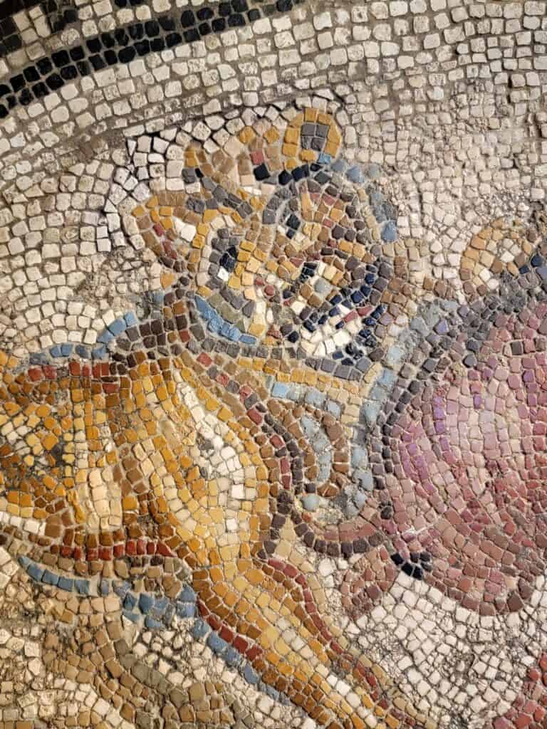 Roman mosaic, detail of a lion from the Rheinisches Landesmuseum in Trier