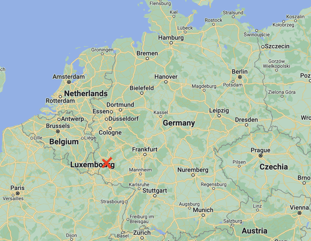 Map of Germany with Trier marked with a Red X. Is Trier worth visiting despite its remote location? Yes!