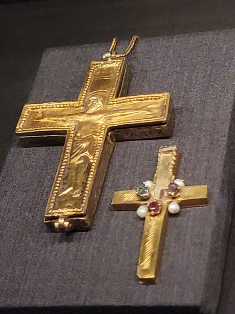 Charlemagne's golden cross with pearls and precious stones