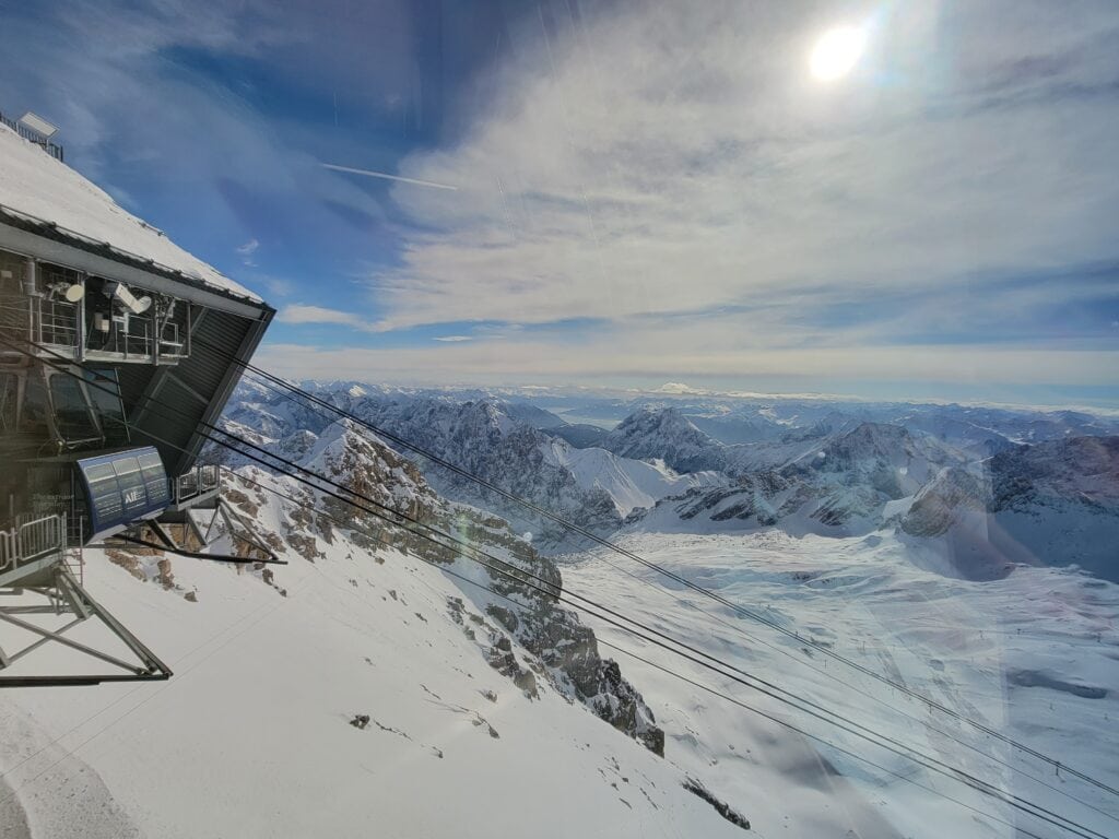 View overlooking the Alps from the Zugspitze cable car