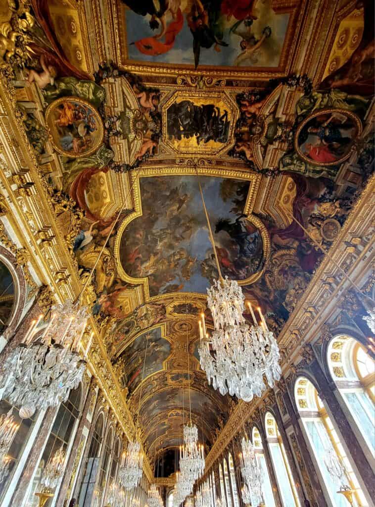 The ceiling of the Hall of Mirrors in Versailles