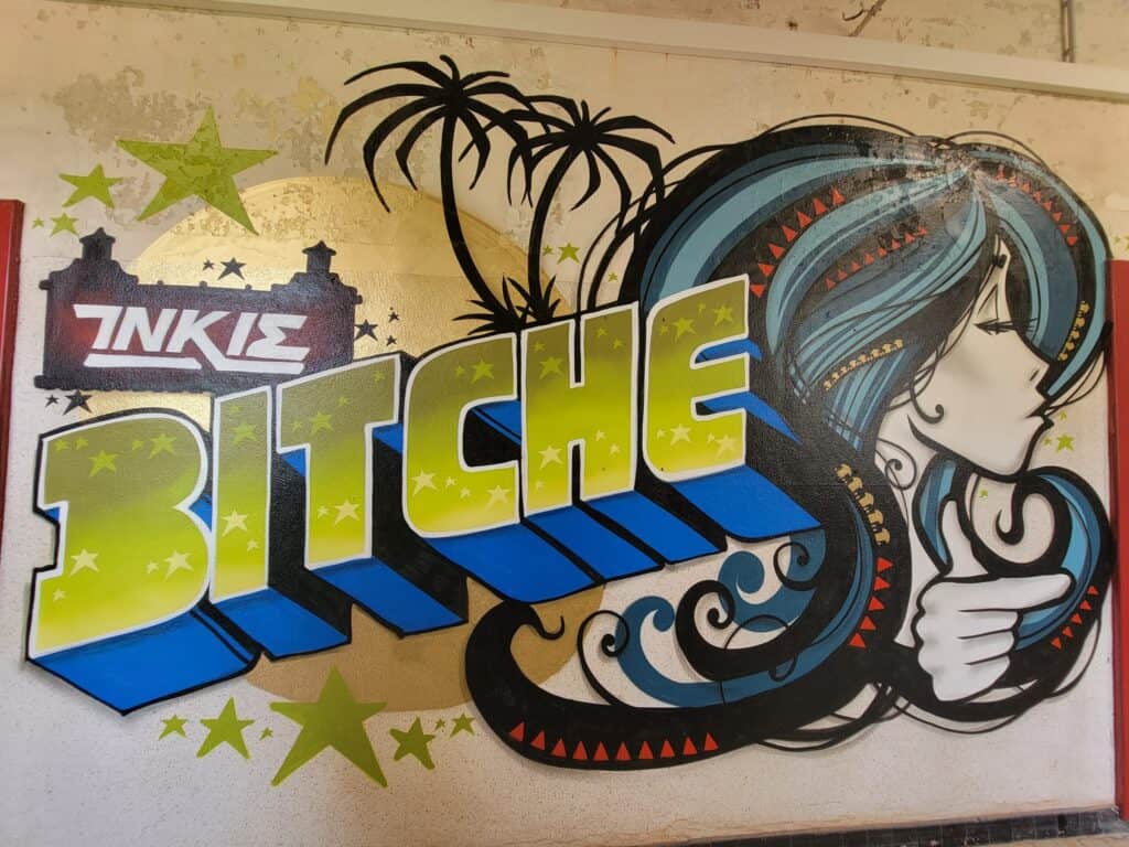 Palm Bitche! Art by Inkie at the Museum of Urban and Street Art in Bitche, France.