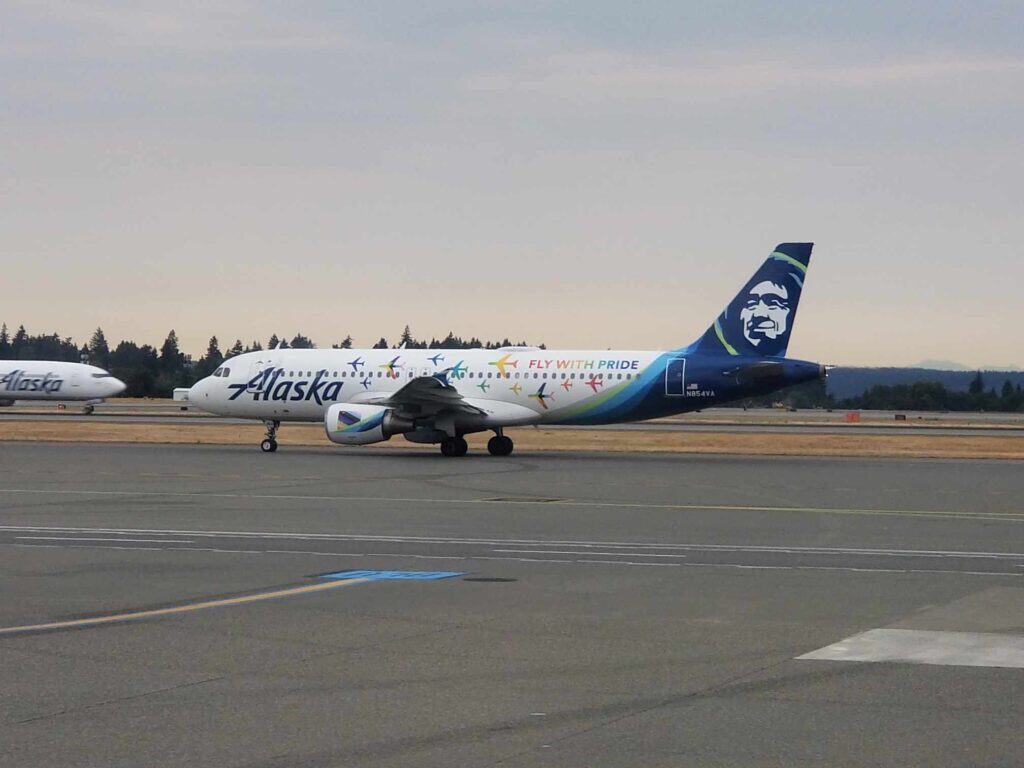 An Alaska Airlines aircraft on the tarmac