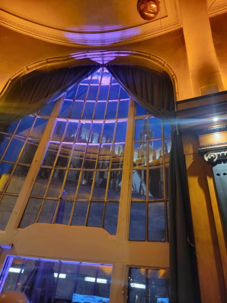 A view of Cologne Cathedral from inside the Wasertaal am Dom restaurant