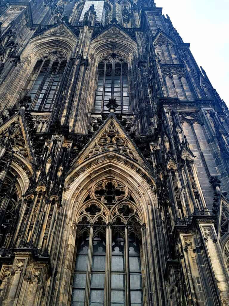 Detail of the face of the cathedral showing intricate windows