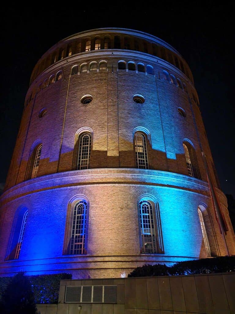 Wasserturm Hotel in Cologne at night