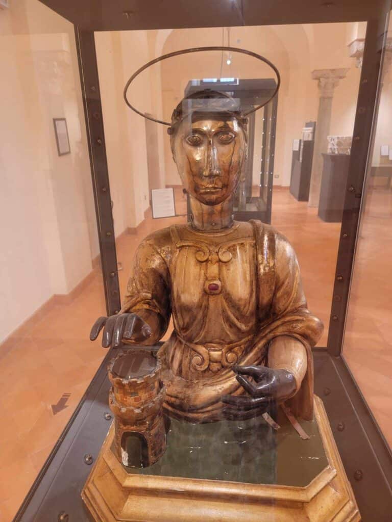 Reliquary containing the skull of St. Barbara in the Duomo museum in Ravello Italy