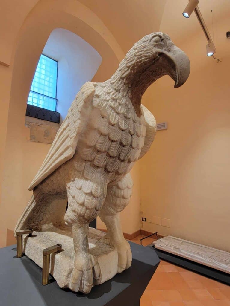 A marble eagle in the Duomo museum in Ravello Italy