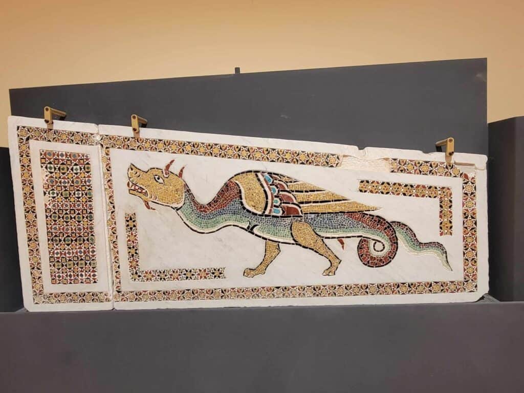 Dragon mosaic in the Duomo museum in Ravello Italy