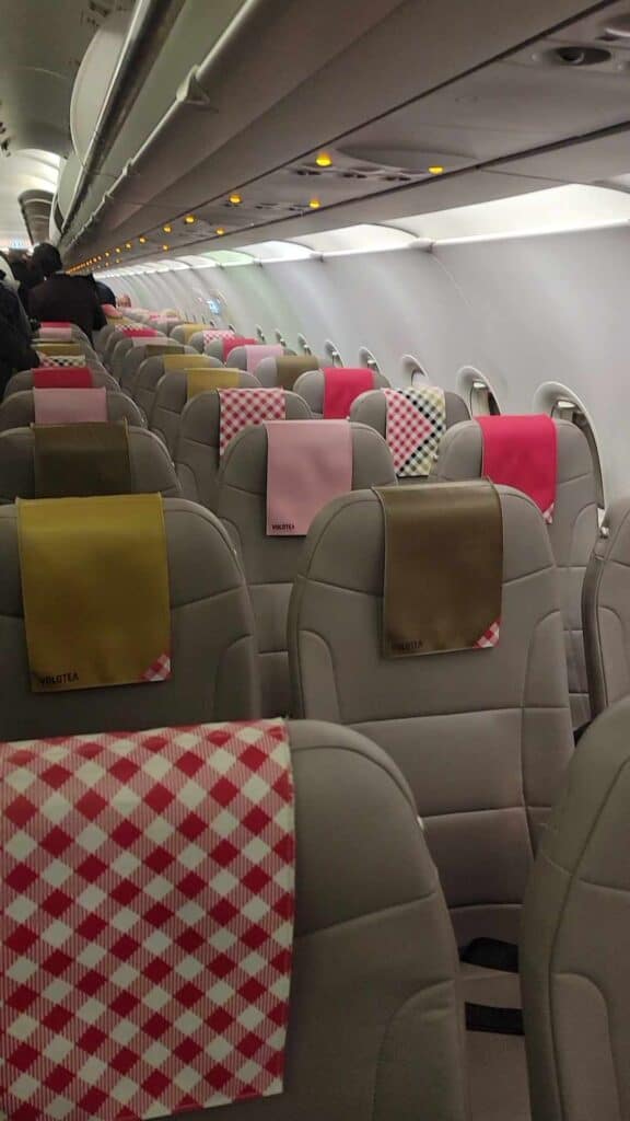 The inside of a Volotea aircraft