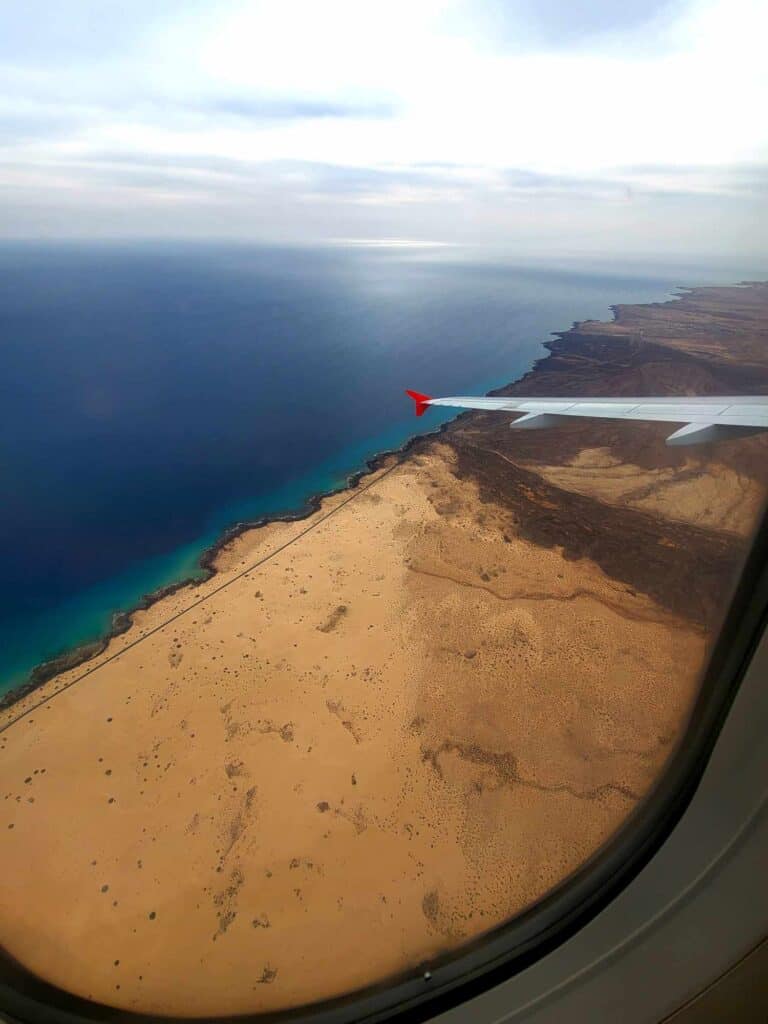 The Island of Fuerteventura from a Volotea plane