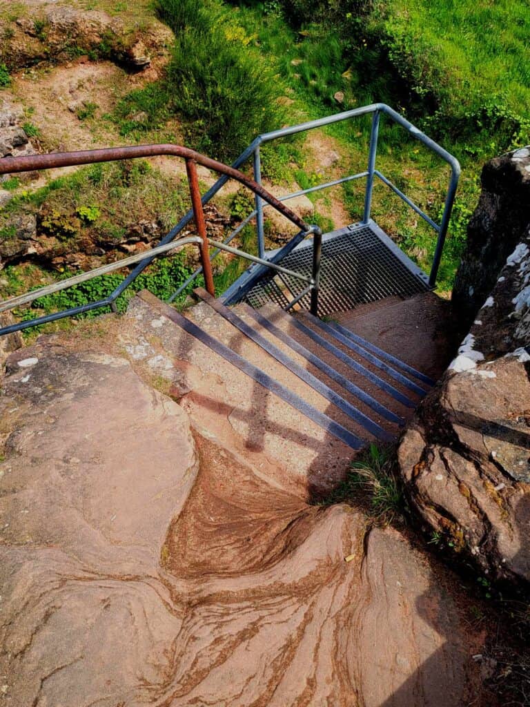 Eroded sandstone steps going down