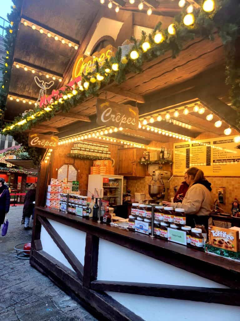 A market stall selling Nutella crepes