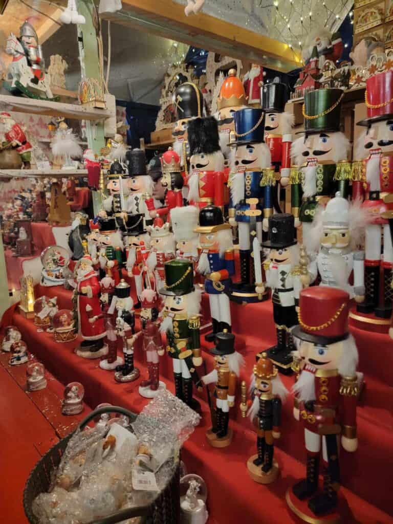 A stall full of wooden painted nutcrackers