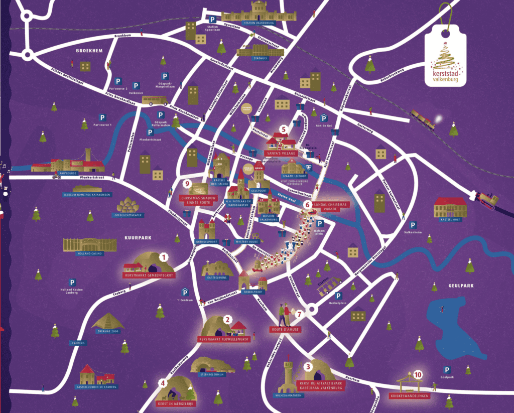 An illustrated map of Christmas Town