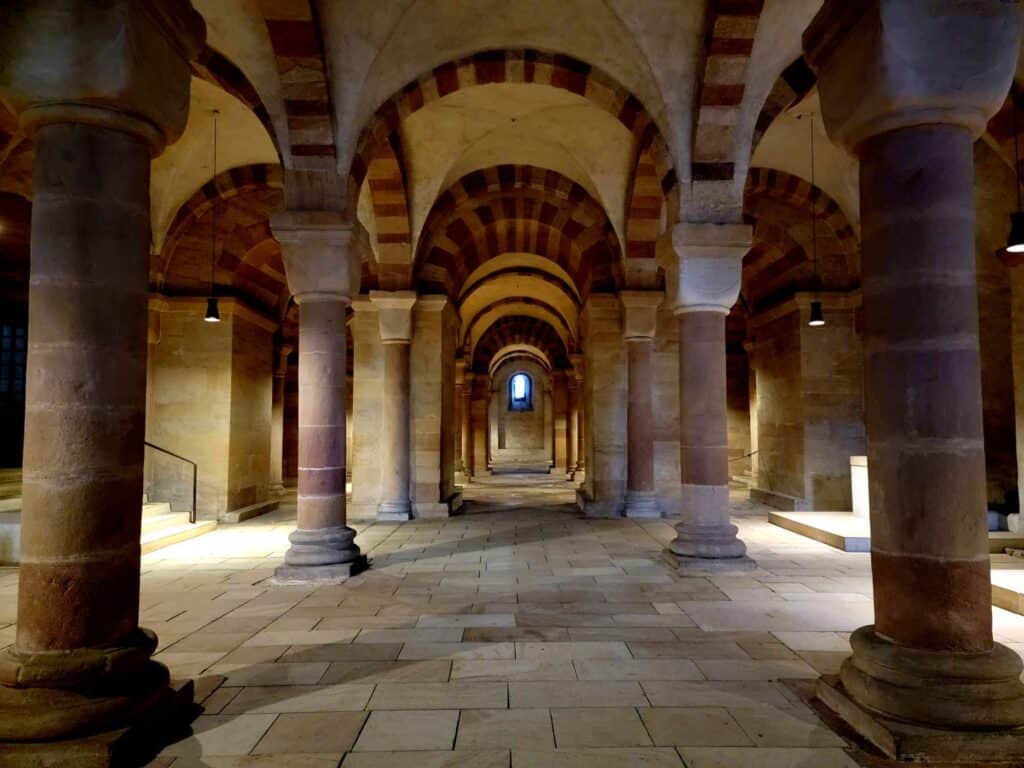 The Crypt of the Speyer cathedral with pillars and arches