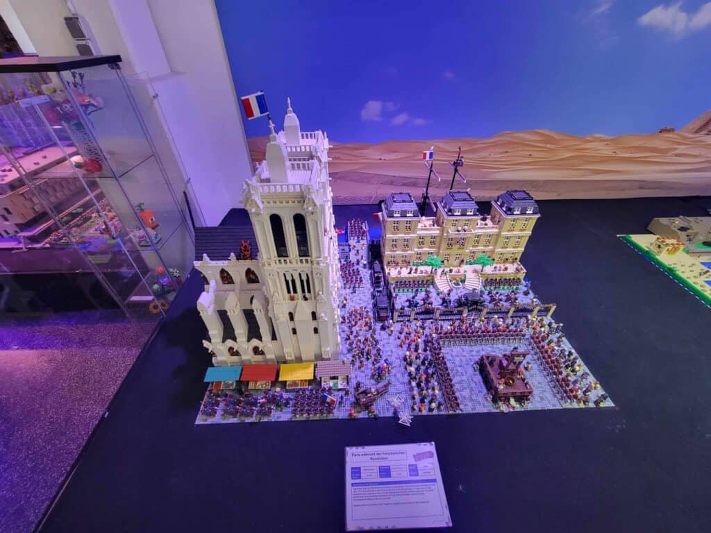 Notre Dame in Paris and scenes from the French Revolution in Legos