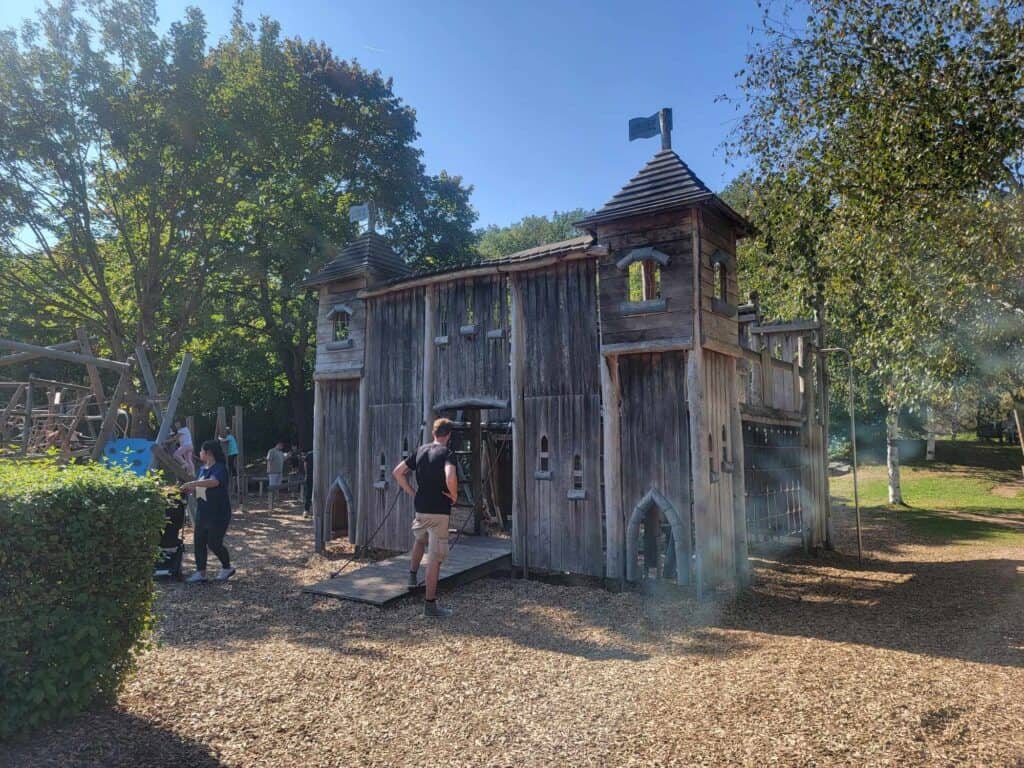 A castle-shaped playground feature