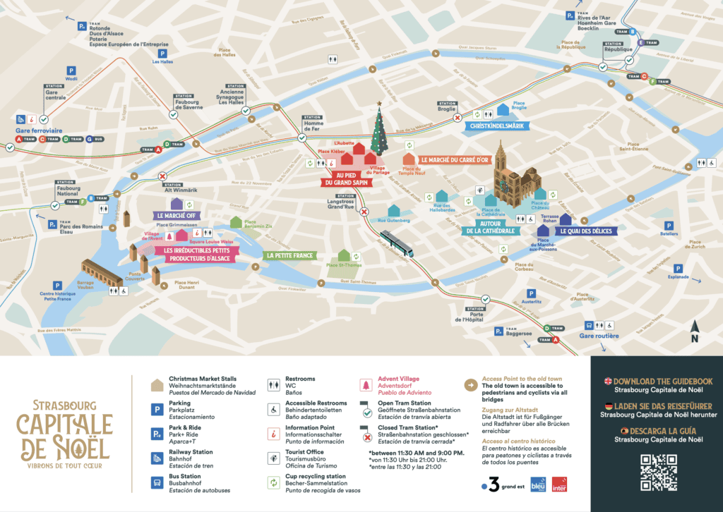 A map of the Strasbourg Christmas Markets 2024