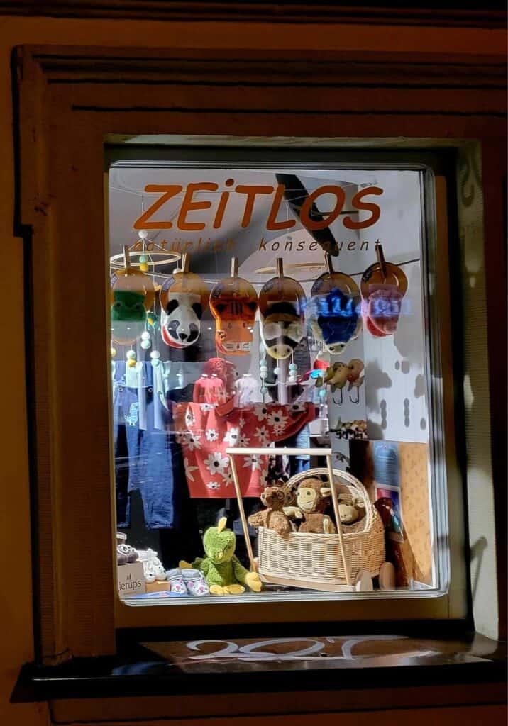 The window of a child's clothing boutique