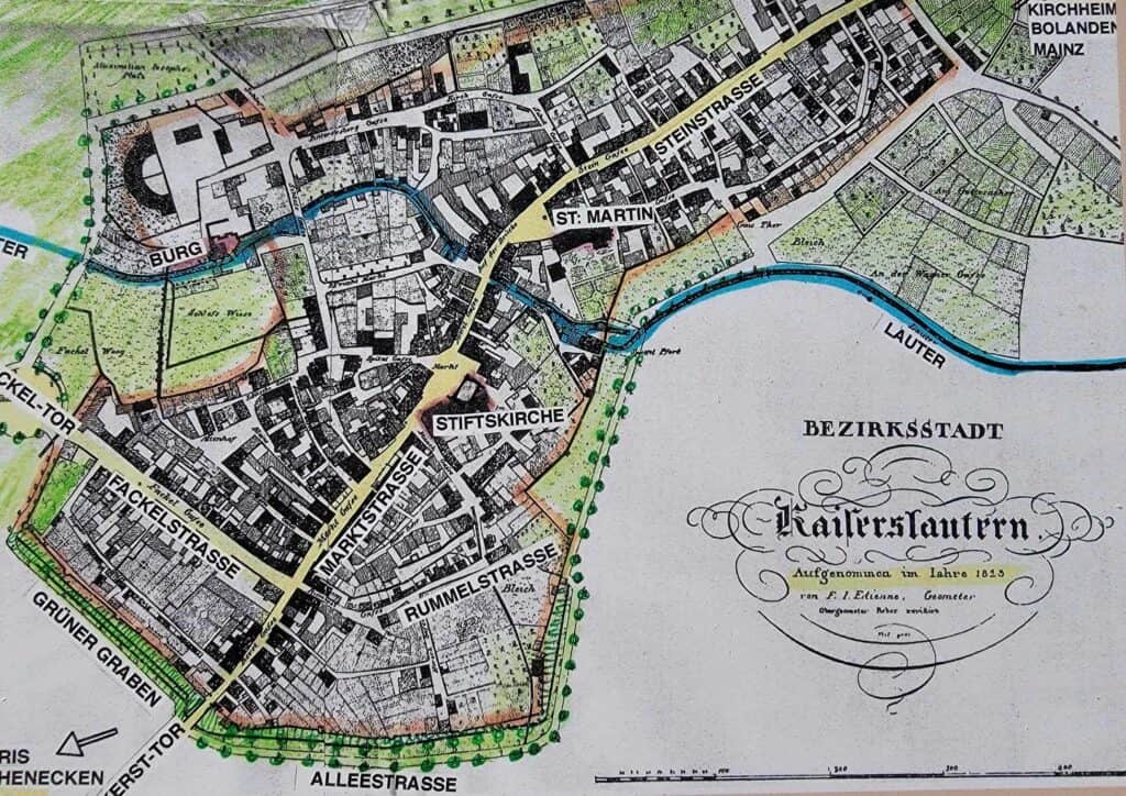 An old map of Kaiserslautern from 1823