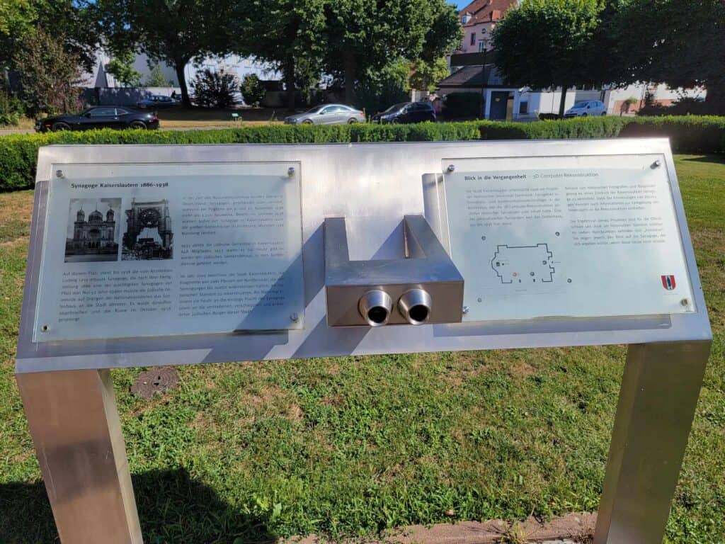 Binoculars mounted in an informational plaque