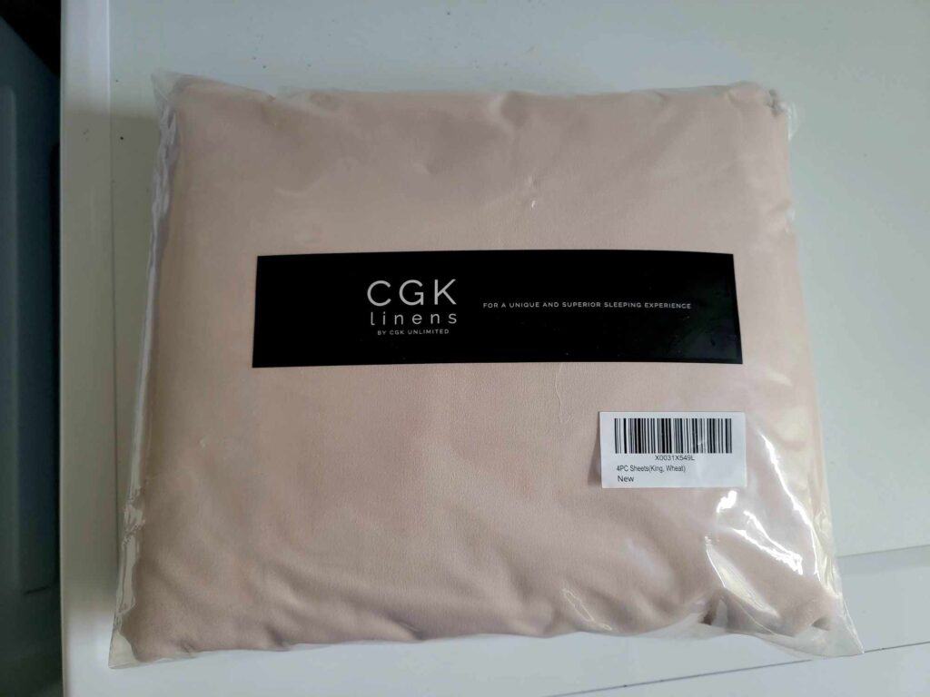 Beige sheets in plastic packaging