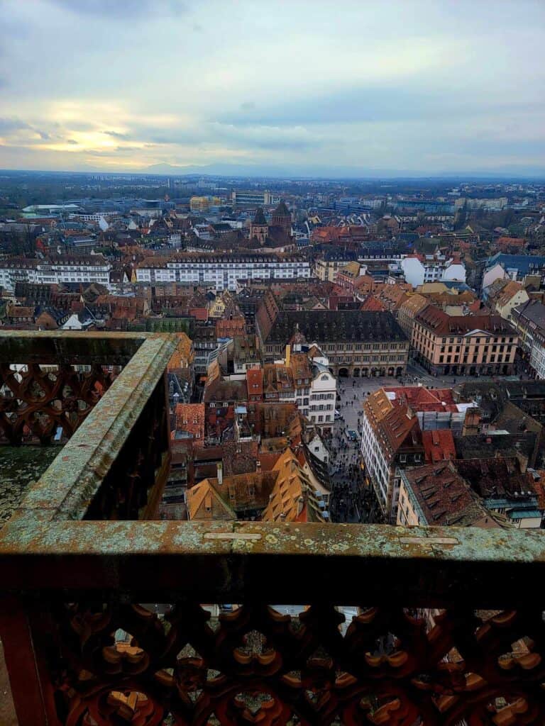 The view from the cathedral platform over the city of Strasbourg France