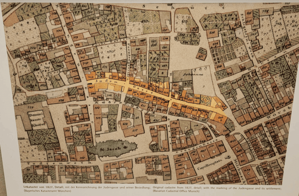 Map of Judengasse in Rothenburg in 1827