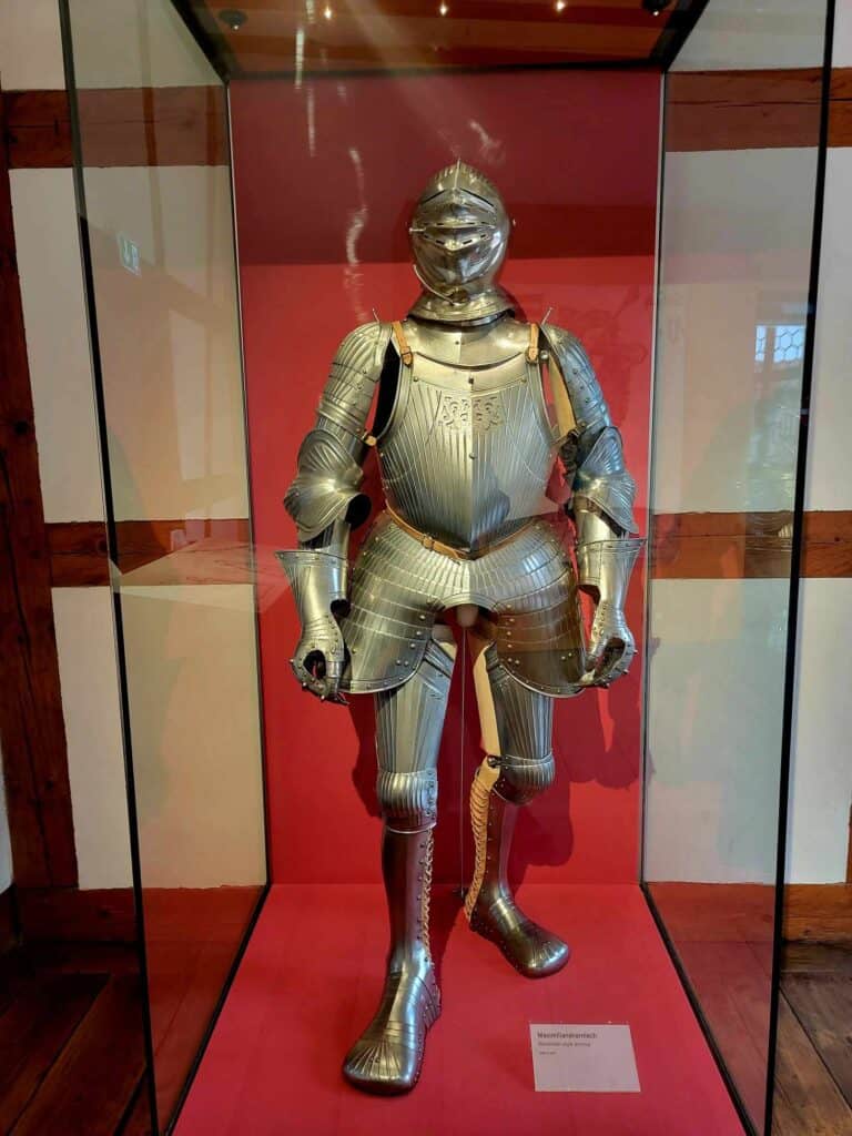 A very classical looking silver colored suit or armor