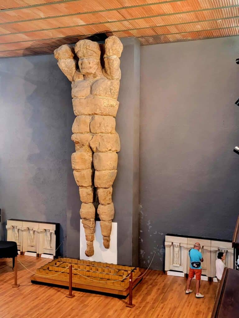 Large stone Telemon at the Archaeological Museum in Agrigento