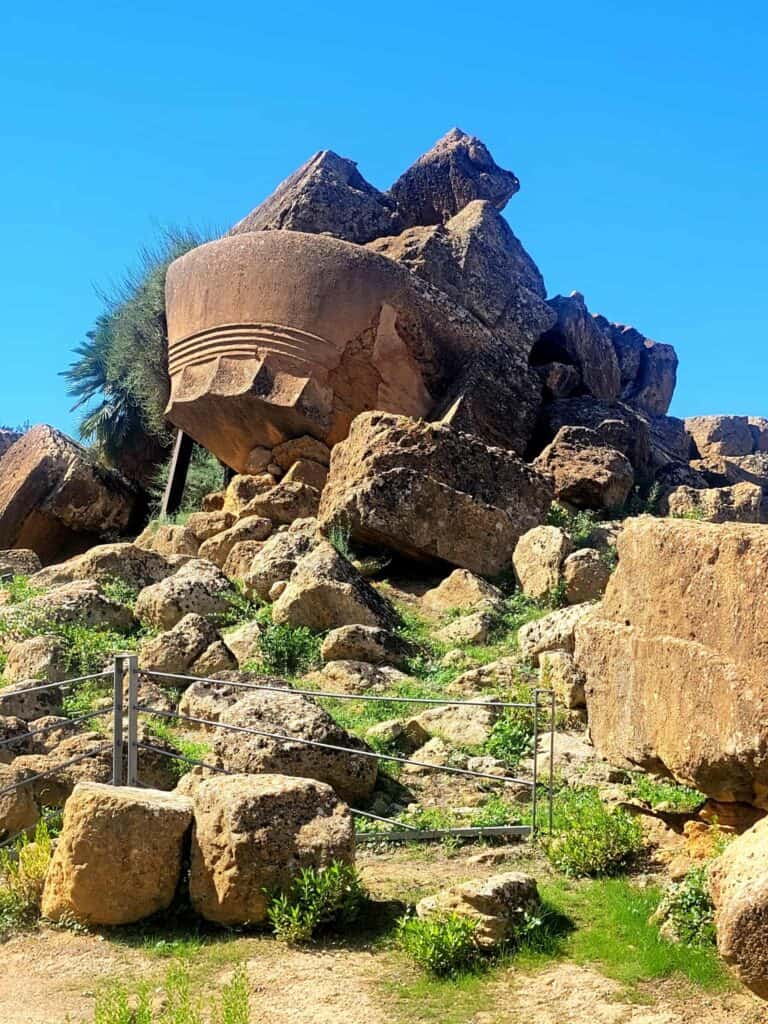 Large rubble of the Temple of Olympian Zeus in the Valley of the Temples