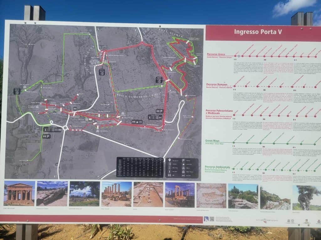 A map of the Valley of the Temples in Sicily
