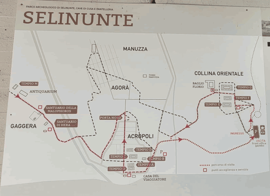 Map of Selinunte Archaeological Park in Sicily