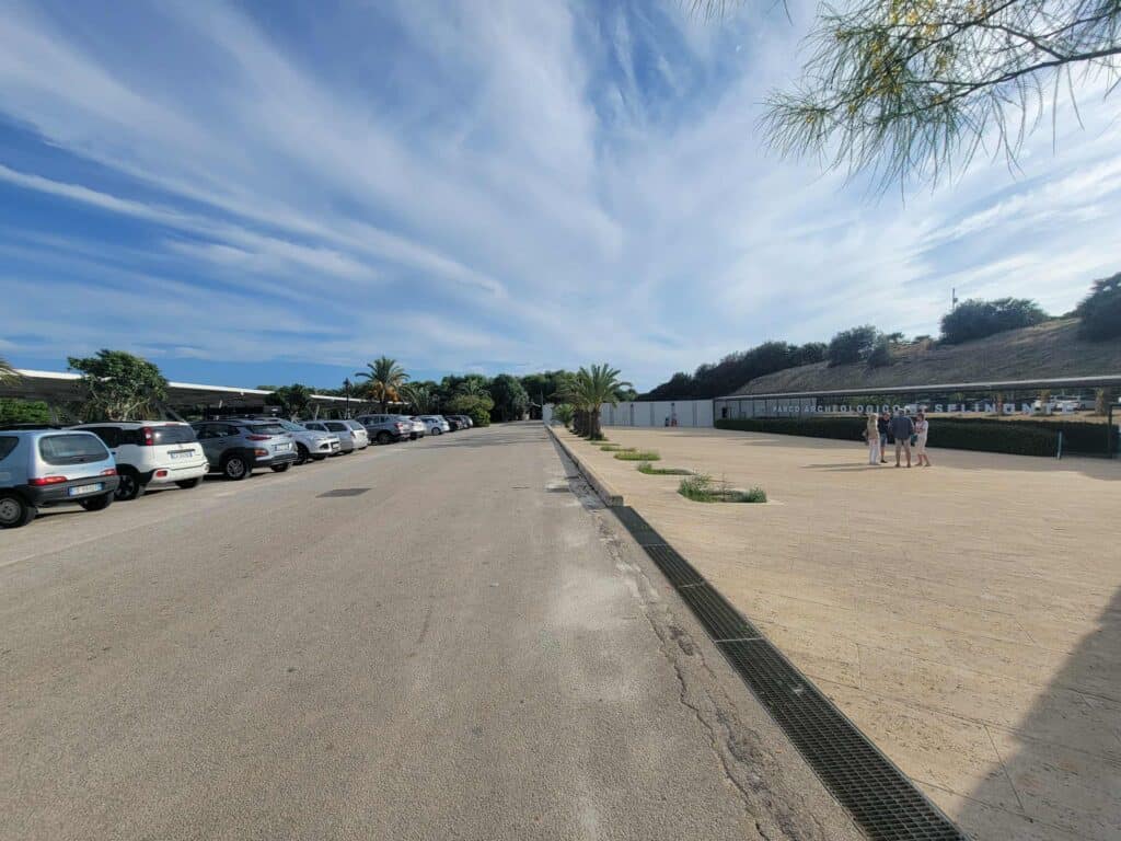 Parking area for Selinunte Archaeological Park in Sicily
