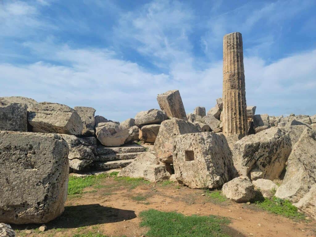 The ruins of Temple F at Selinunte Archaeological Park in Sicily