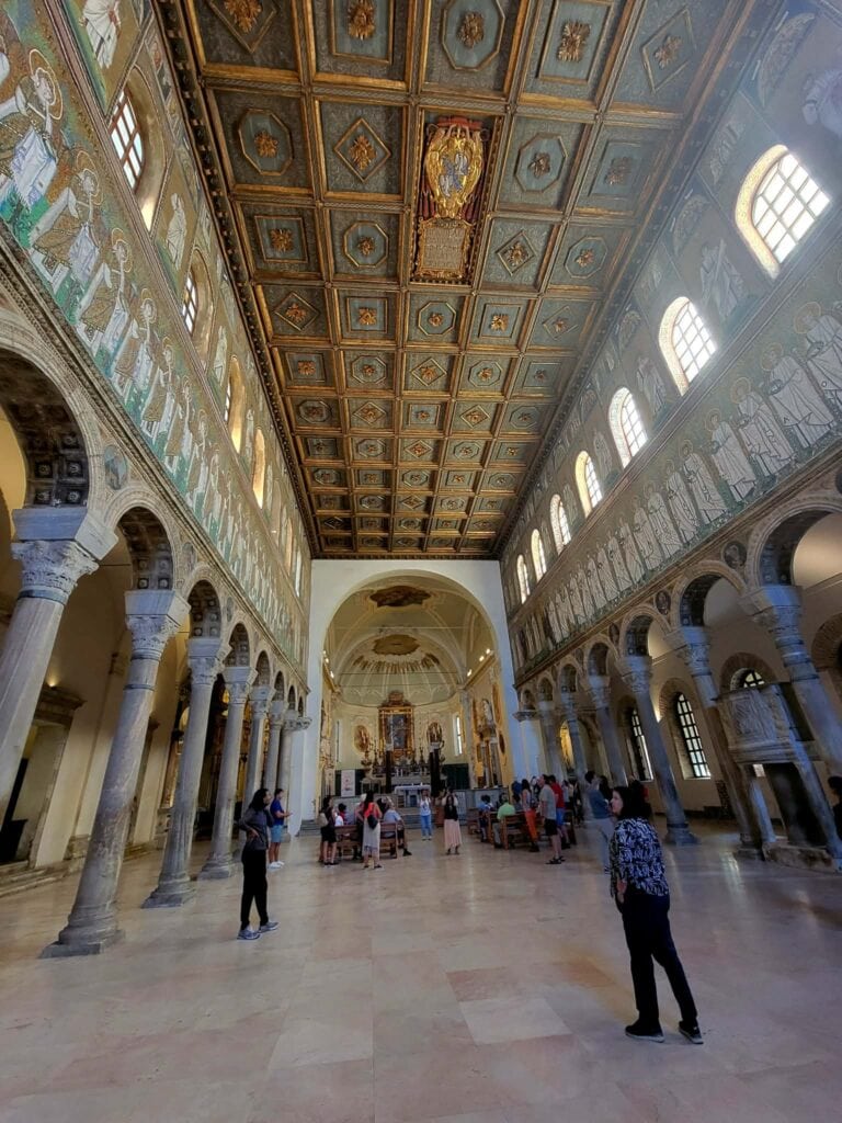 The interior of Basilica di Sant’Apollinare Nuovo in Ravenna italy