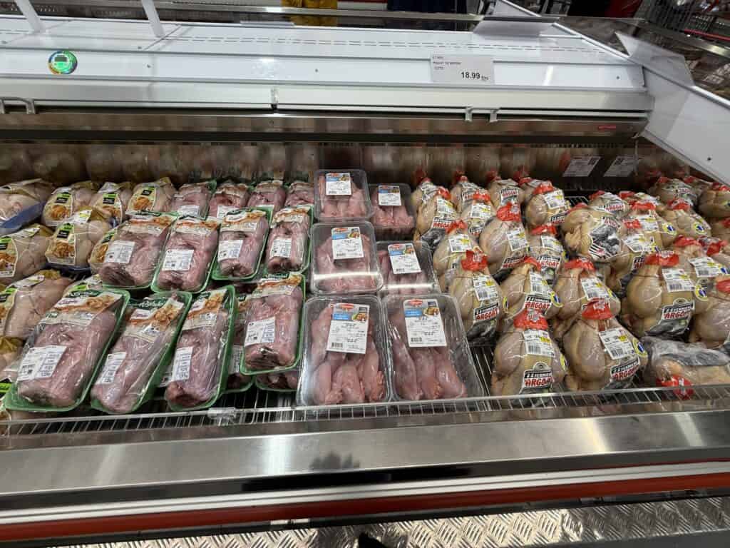 Meat case in Costco in Mulhouse