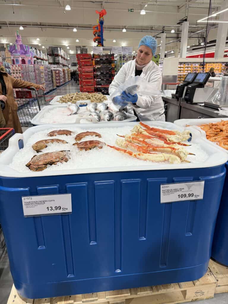 Fresh seafood in Costco in Mulhouse France