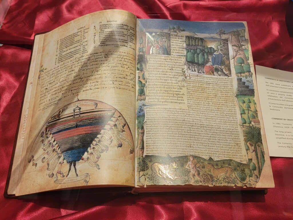 A copy of The Divine Comedy in the Dante Library Museum in Ravenna Italy
