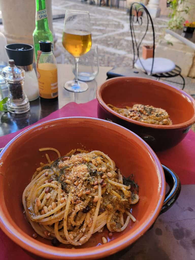 Local pasta dish with sardines in Marsala in Western Sicily