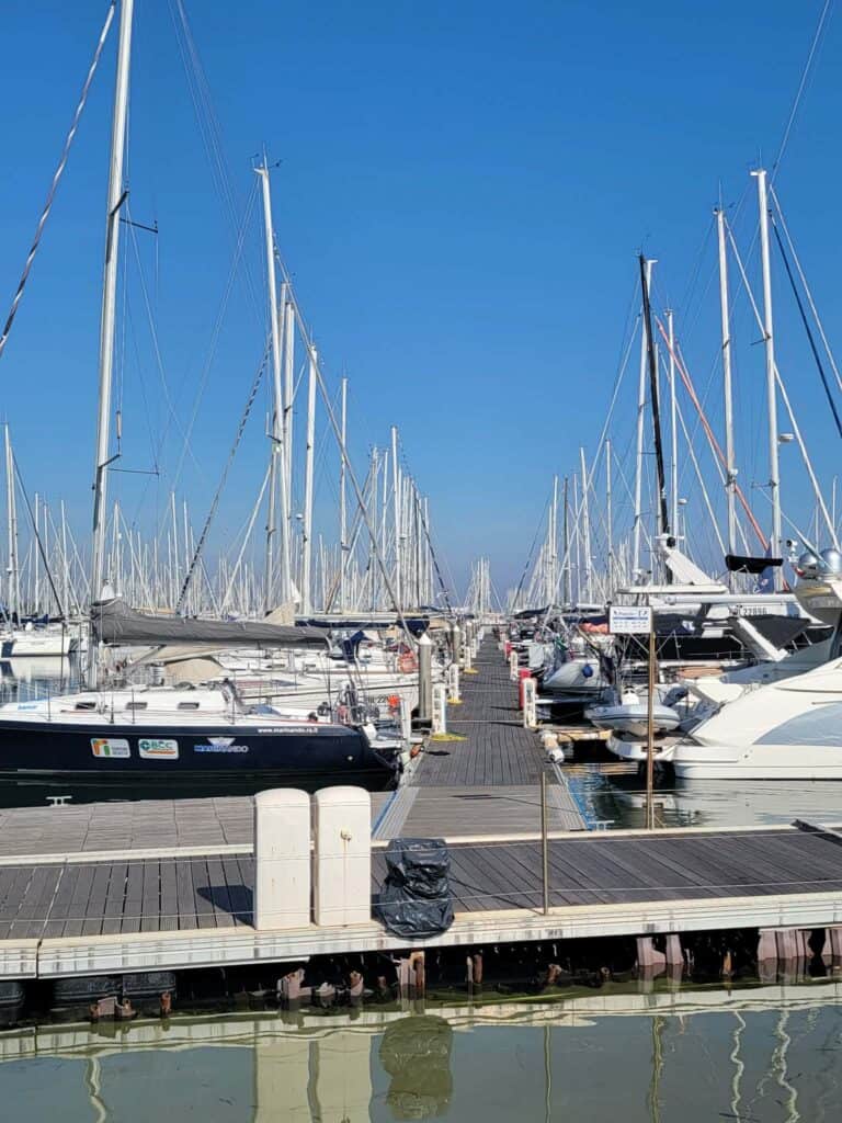 Sailboats in the marina in Ravenna Italy