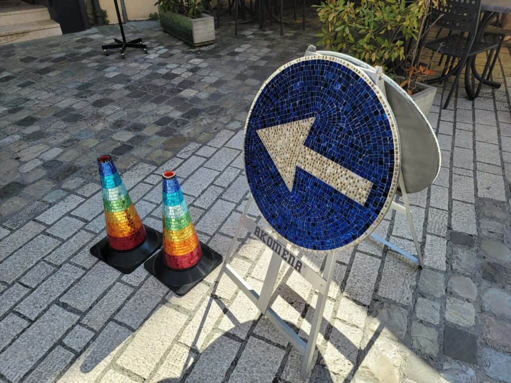 Mosaic street signs in Ravenna Italy