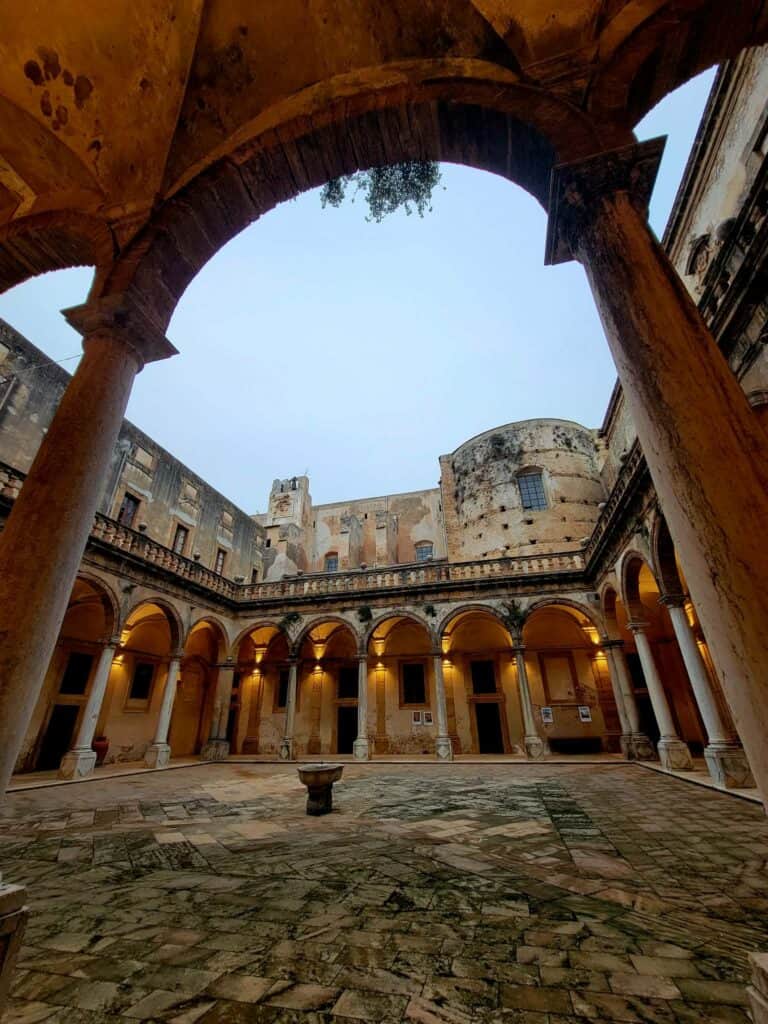 An old stone courtyard in Sciacca in Western Sicily