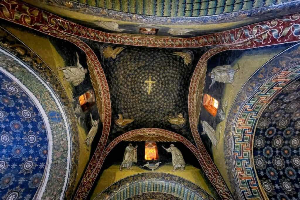 A mosaic ceiling in Ravenna Italy
