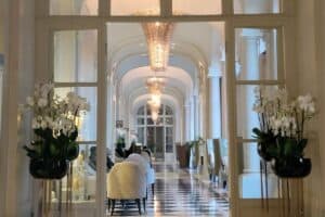 The reception area at the Waldorf Astoria Trianon Palace Versailles