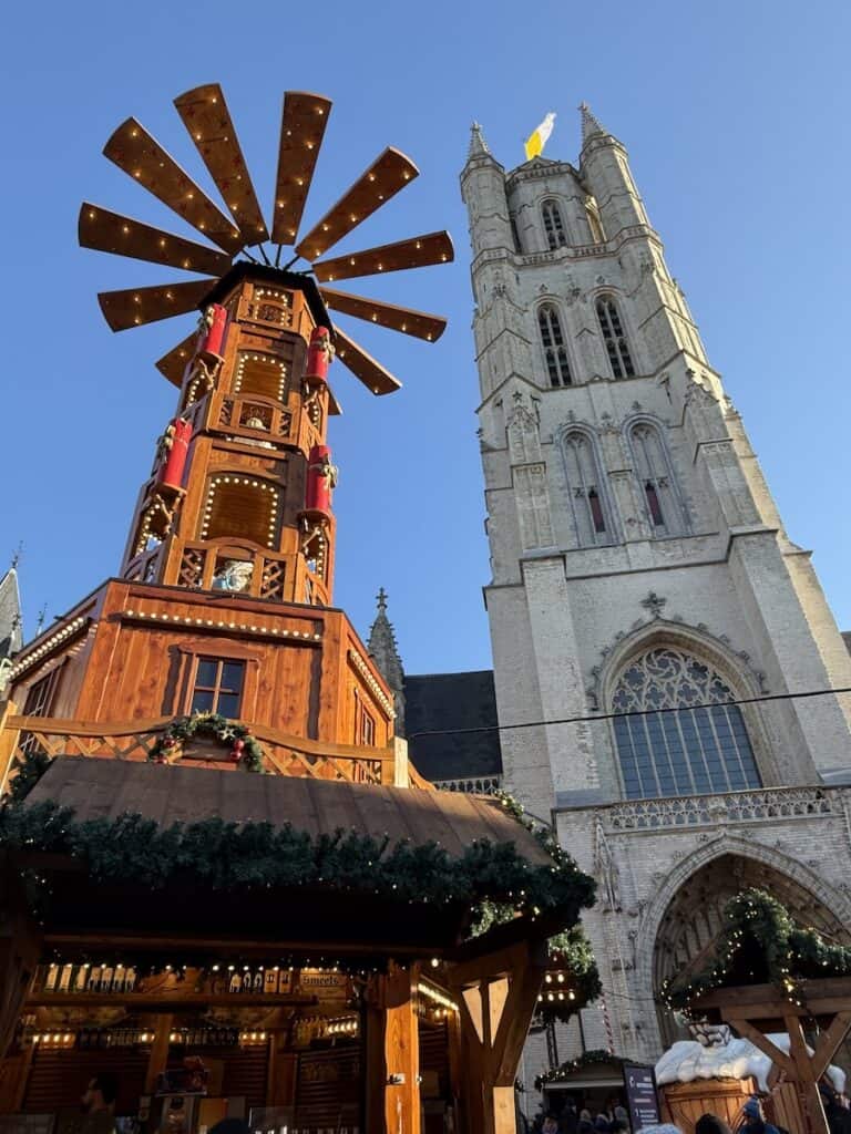 Ghent Christmas Market 2026: Belgium's Best Kept Secret 28 Christmas pyramid in front of St. Bavo's cathedral in Ghent Belgium