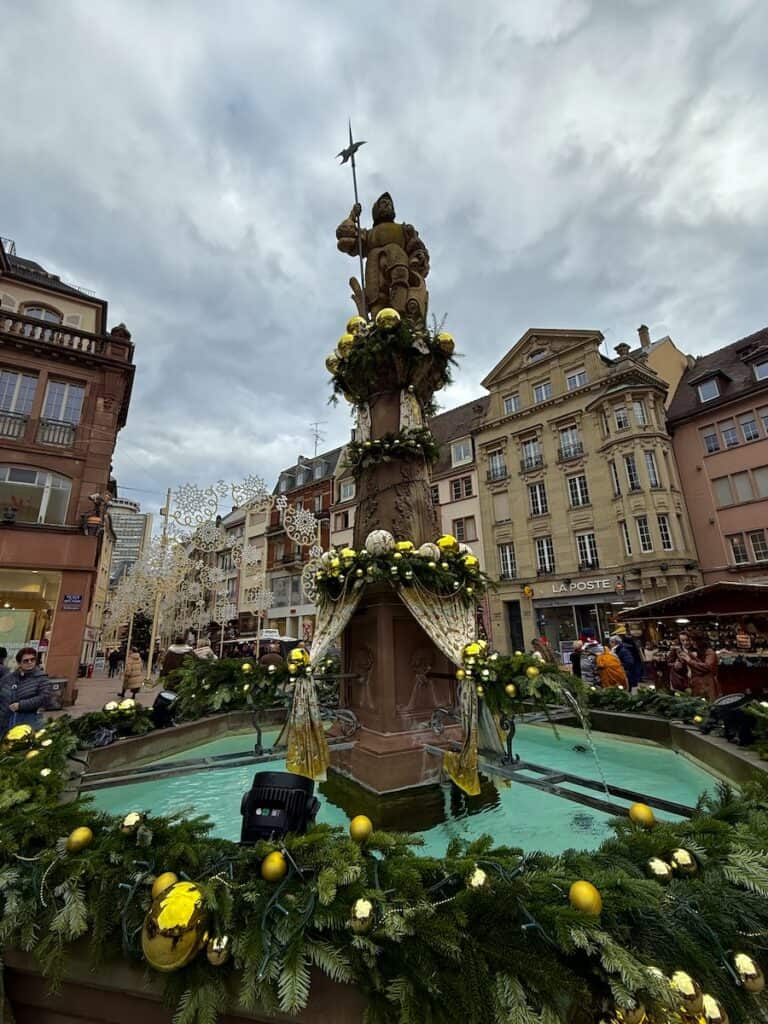 Mulhouse Christmas Market 2026: The Most Elegant Surprise in Alsace 15 Decorated fountain at the Mulhouse Christmas market