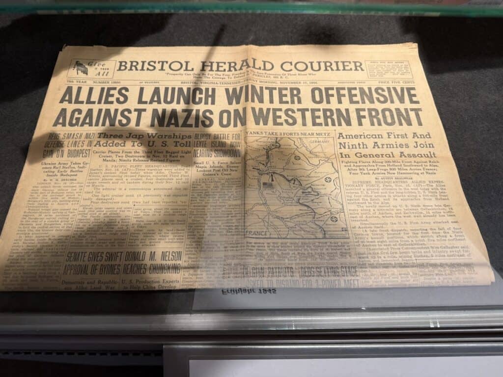 The Westwall Museum in Pirmasens: A Different Kind of WWII Site 12 Bristol Herald Courier newspaper reads: Allies Launch Winter Offensive Against Nazis on Western Front at the Westwall Museum in Pirmasens